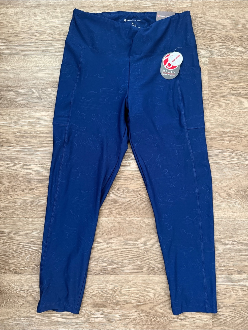 NWT High Rise Bally Women’s Deep Blue Active Leggings with side pockets